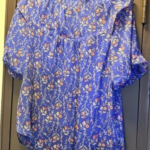 LOFT Blue Floral Blouse